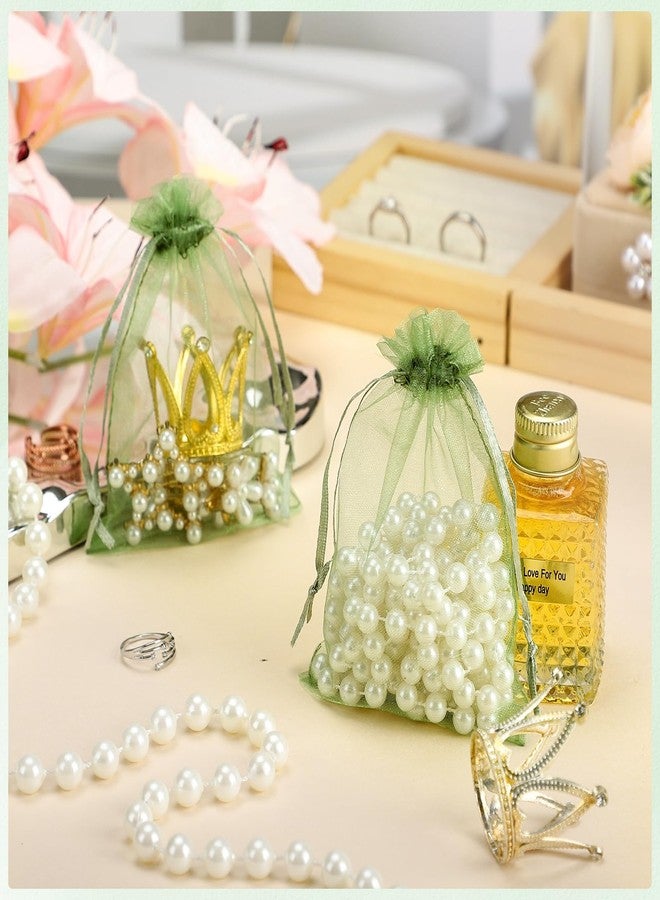 woric 120PCS Sage Green Small Mesh Bags 3.5x4.7 Inch Organza Bags with Drawstring Mini Mesh Gift Bag Jewelry Pouches for Wedding Bridal Shower Baby Shower Birthday Party Favor - Image 5